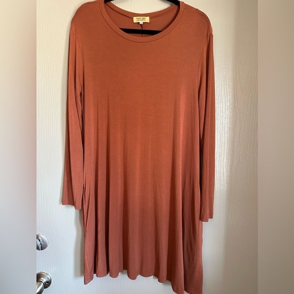PIKO 1988  copper colored Stretchy Flowy T-shirt Dress sz M